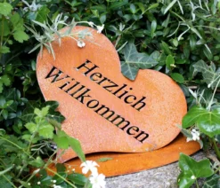 Ferrum Rost-Herz Herzlich Willkommen, ca. H24 cm