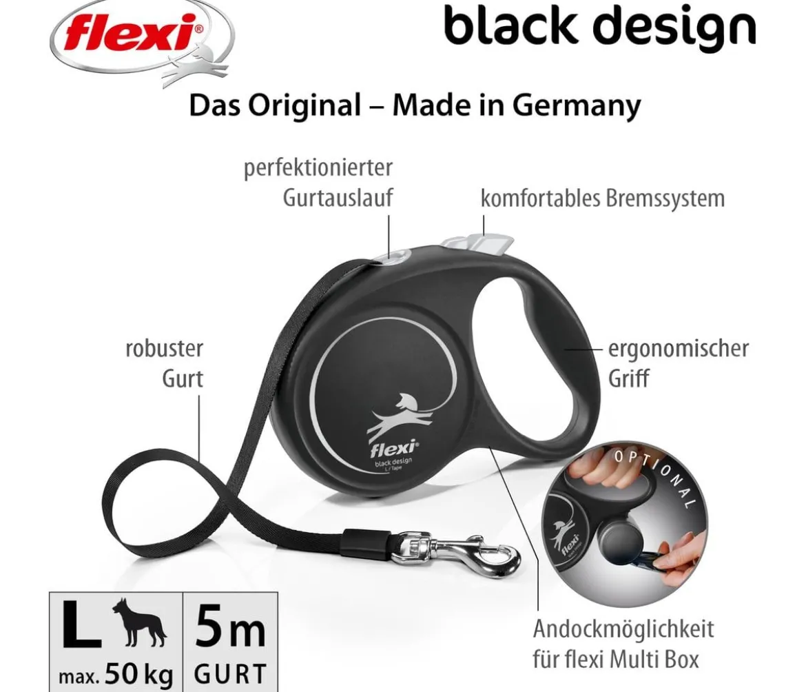 flexi® Hundeleine Gurt-Leine Black Design, L, 5 m