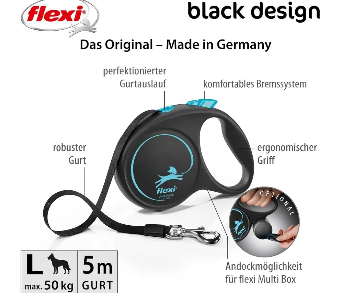 flexi® Hundeleine Gurt-Leine Black Design, L, 5 m