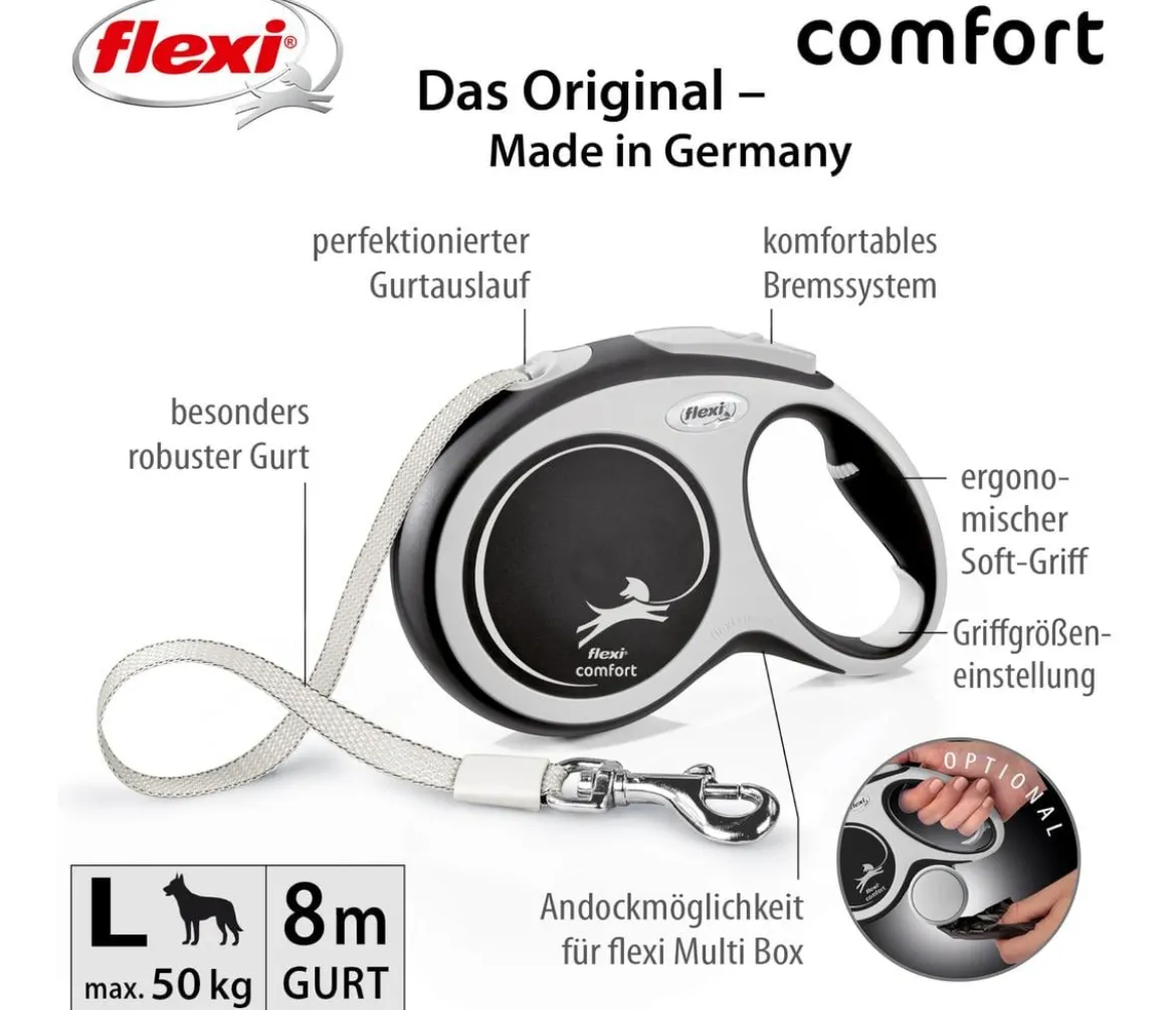 flexi® Hundeleine Gurt-Leine Comfort, L, 8 m