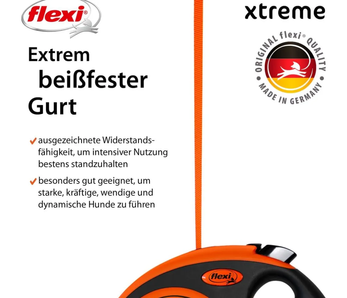 flexi® Hundeleine Gurt-Leine XTREME, M, schwarz/orange, 5 m