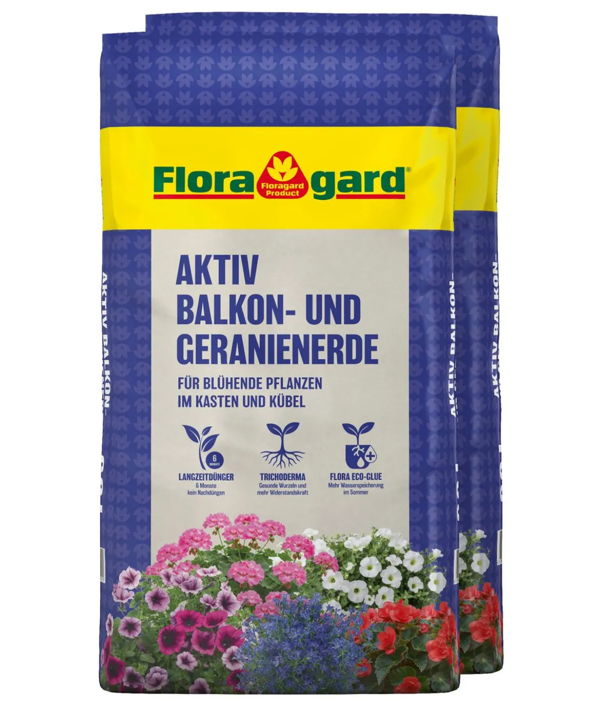 Floragard Aktiv Balkon- und Geranienerde, 2 x 18 l