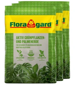 Floragard Aktiv Grünpflanzen- und Palmenerde, 3 x 10 l