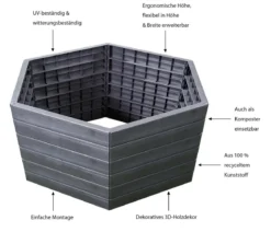 Garantia Kunststoff-Hochbeet Ergo Wood inkl. Wassersparsystem
