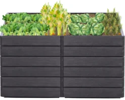 Garantia Kunststoff-Hochbeet Ergo Quadro Wood inkl. Wassersparsystem