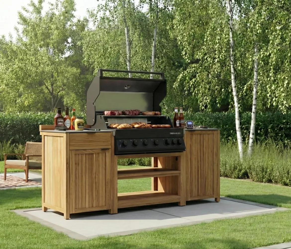 garbou Outdoor-Küche mit Grill, ca. B214/H115,8/T63,5 cm
