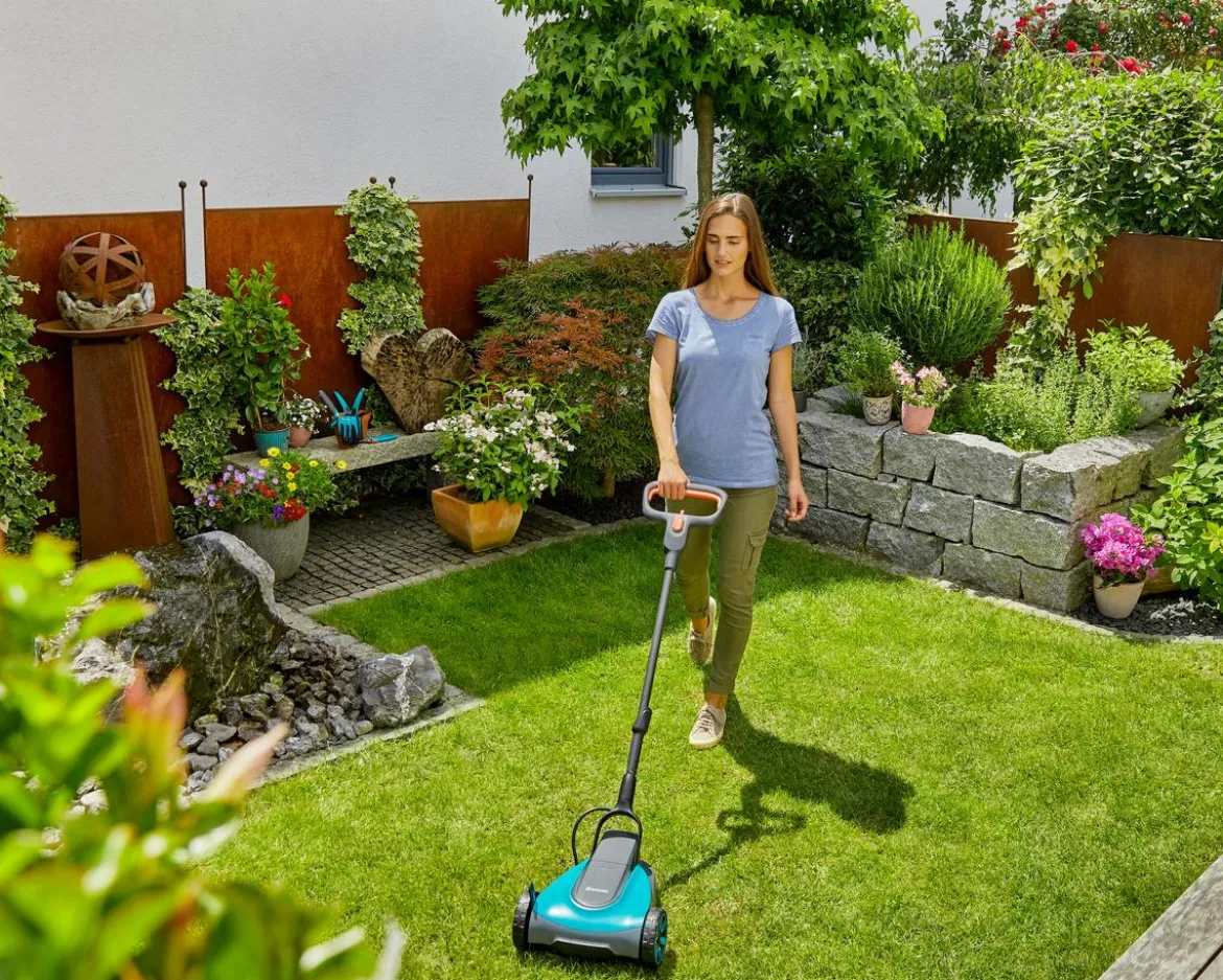 GARDENA Akku-Rasenmäher-Set HandyMower 22/18V P4A, ca. B34,5/H126/T38,5 cm