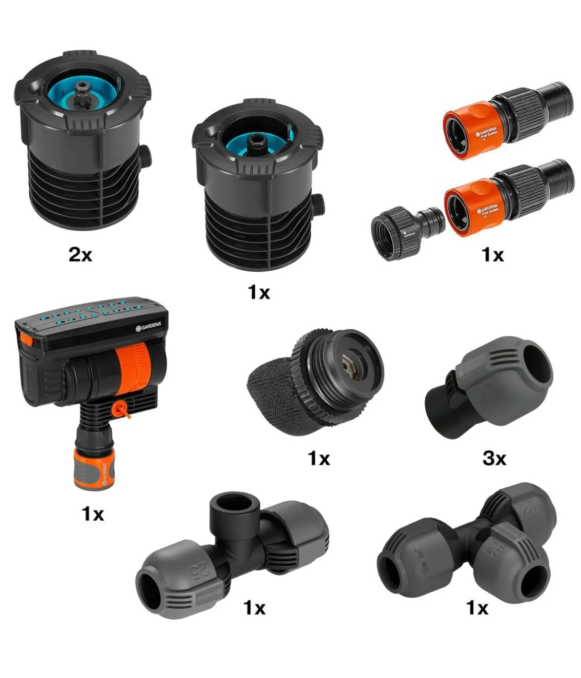GARDENA Sprinklersystem Start-Set Pipeline mit Viereckregner, 13-teilig