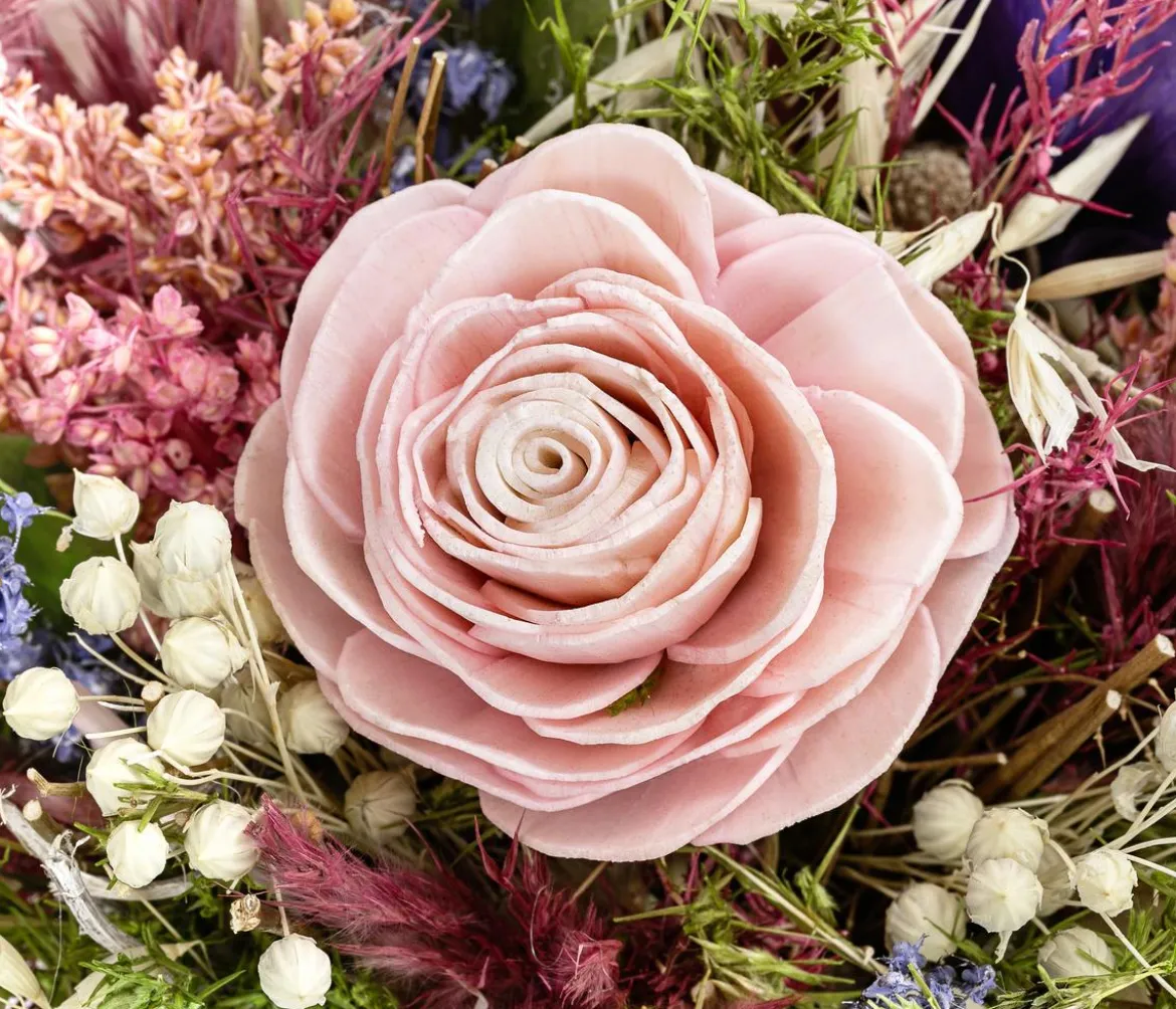 Gesteck Trockenblumen, rosa