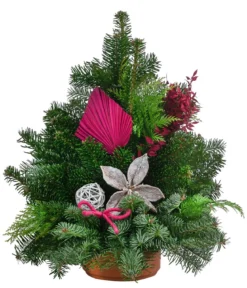 Grabgesteck in Ton-Schale, pink, ca. B40/H40/T25 cm