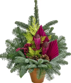 Grabgesteck in Ton-Topf, pink, ca. B37/H52/T22 cm