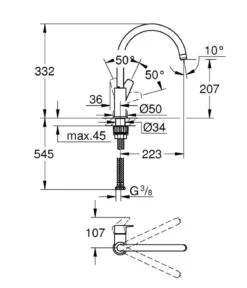 Grohe Outdoor-Küche Einhand-Spültischbatterie, ca. B27/H33,2/T5 cm