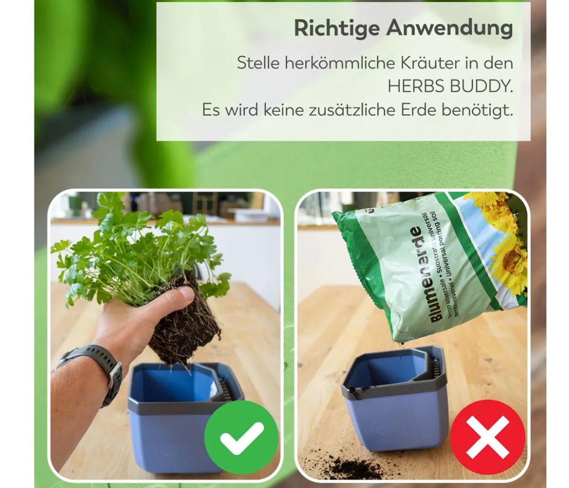 Gusta Garden Kräutertopf Herbs Buddy, ca. B16/H14/T14 cm