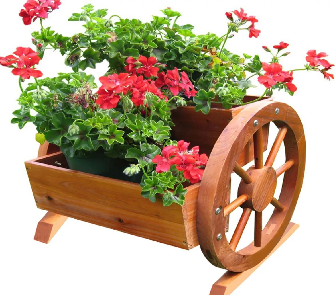Habau Blumenkasten mit Wagenrad