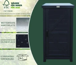 Habau Holz-Gartenschrank Alan, anthrazit, ca. B45/H91/T45 cm