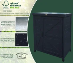 Habau Holz-Gartenschrank Logan, anthrazit, ca. B80/H91/T45 cm
