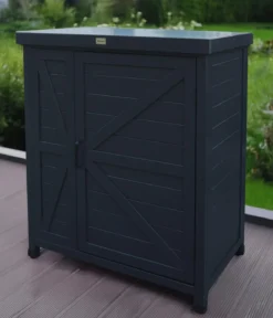 Habau Holz-Gartenschrank Logan, anthrazit, ca. B80/H91/T45 cm