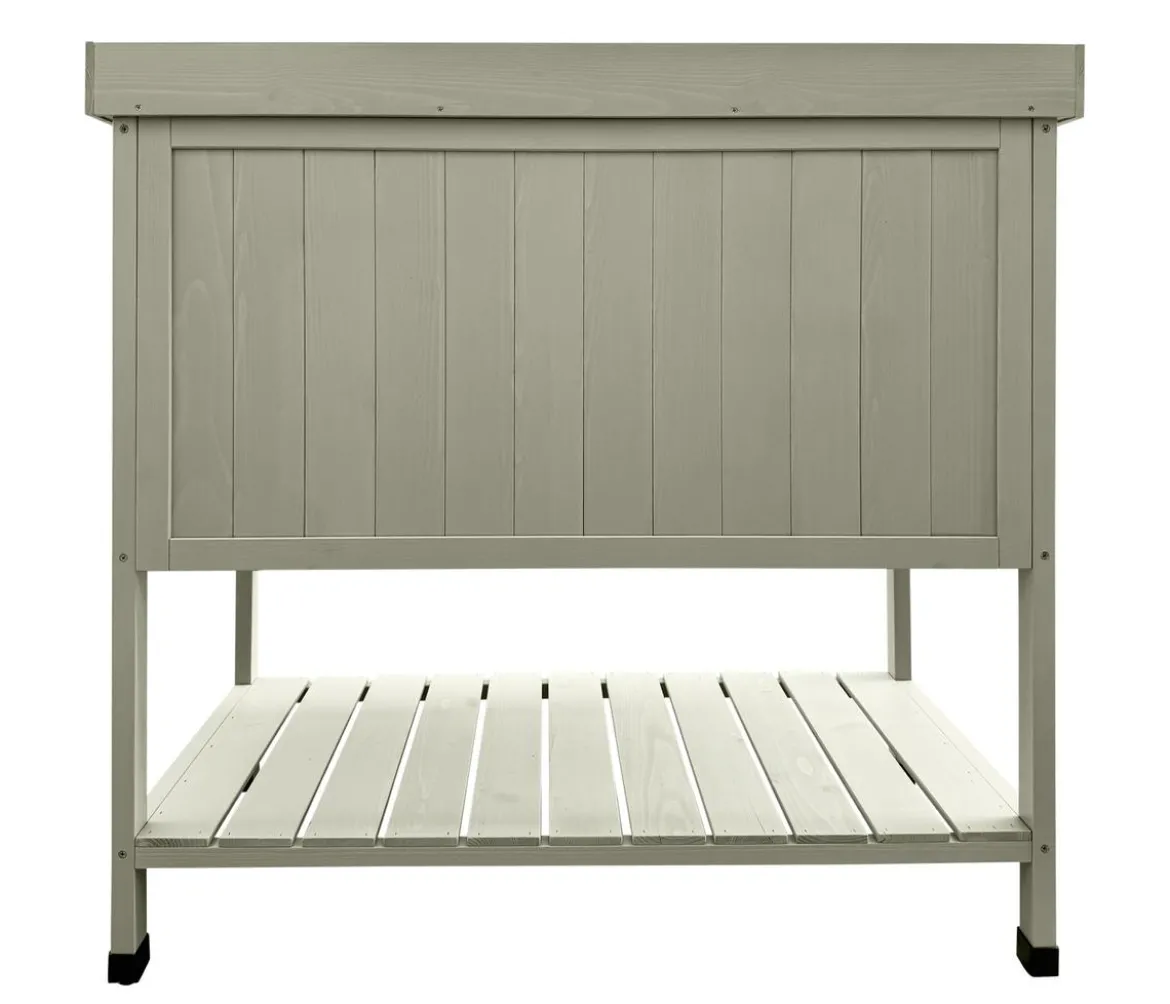 Habau Holz-Pflanztisch mit Unterschrank und Ablage, grau, ca. B98/H97,5/T48 cm