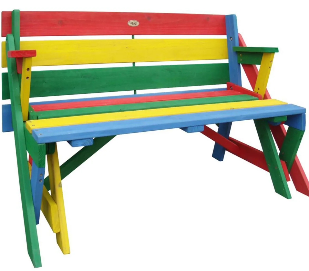 Habau Kinder Picknickbank bunt, 100 x 50 x 62 cm