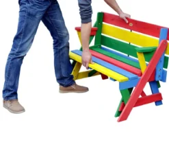 Habau Kinder Picknickbank bunt, 100 x 50 x 62 cm