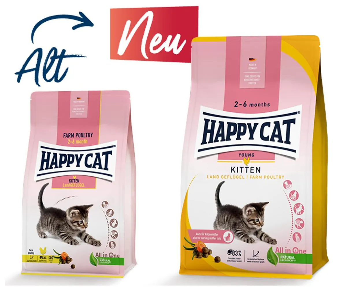 Happy Cat Trockenfutter für Katzen Young Kitten, Land-Geflügel