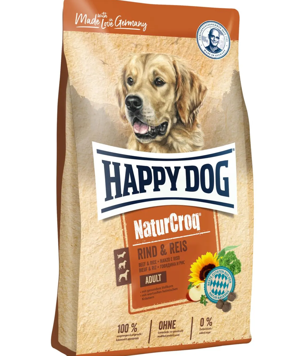 Happy Dog Trockenfutter für Hunde NaturCroq Adult, Rind & Reis