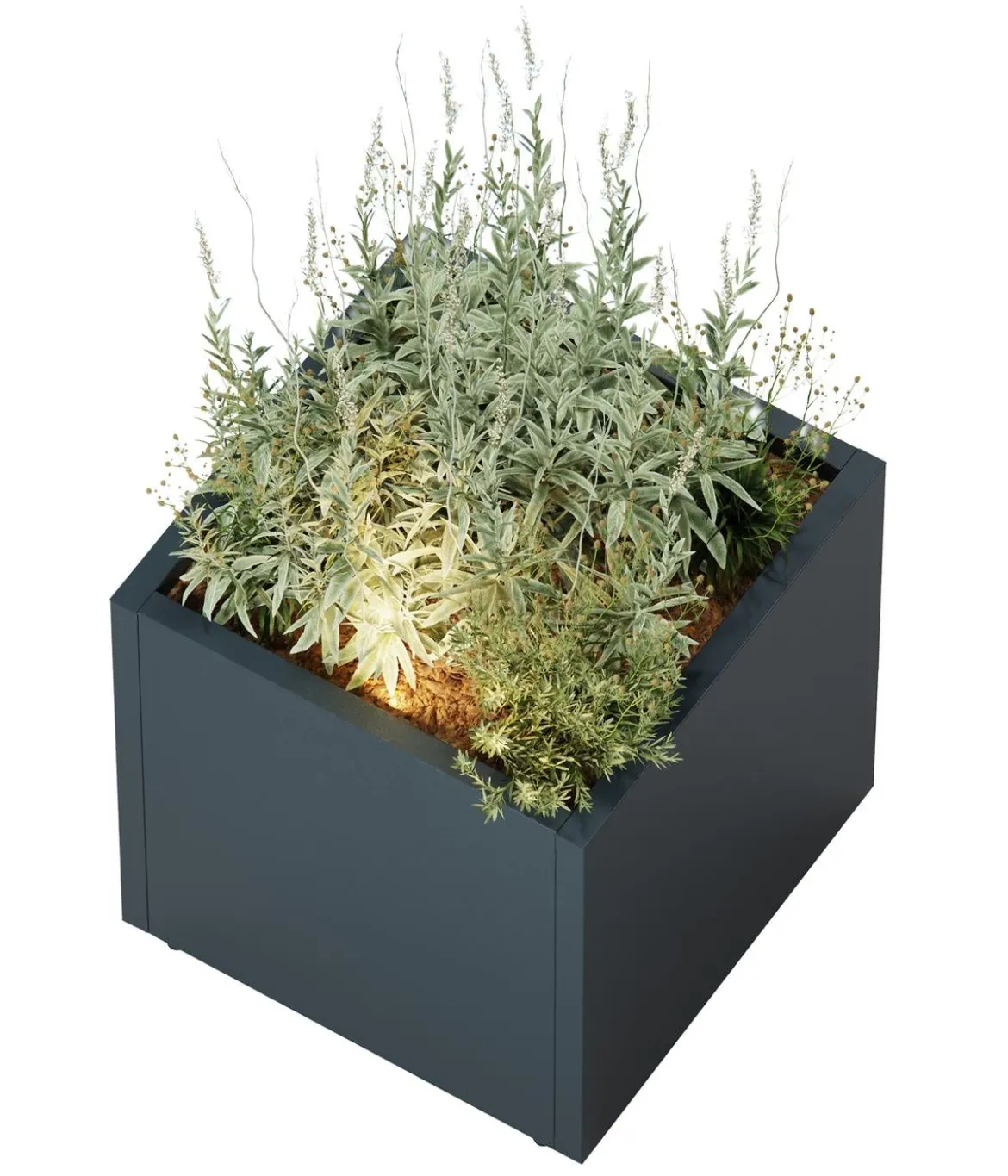 Herstera Metall-Pflanzkasten Cube LED, quadratisch, anthrazit