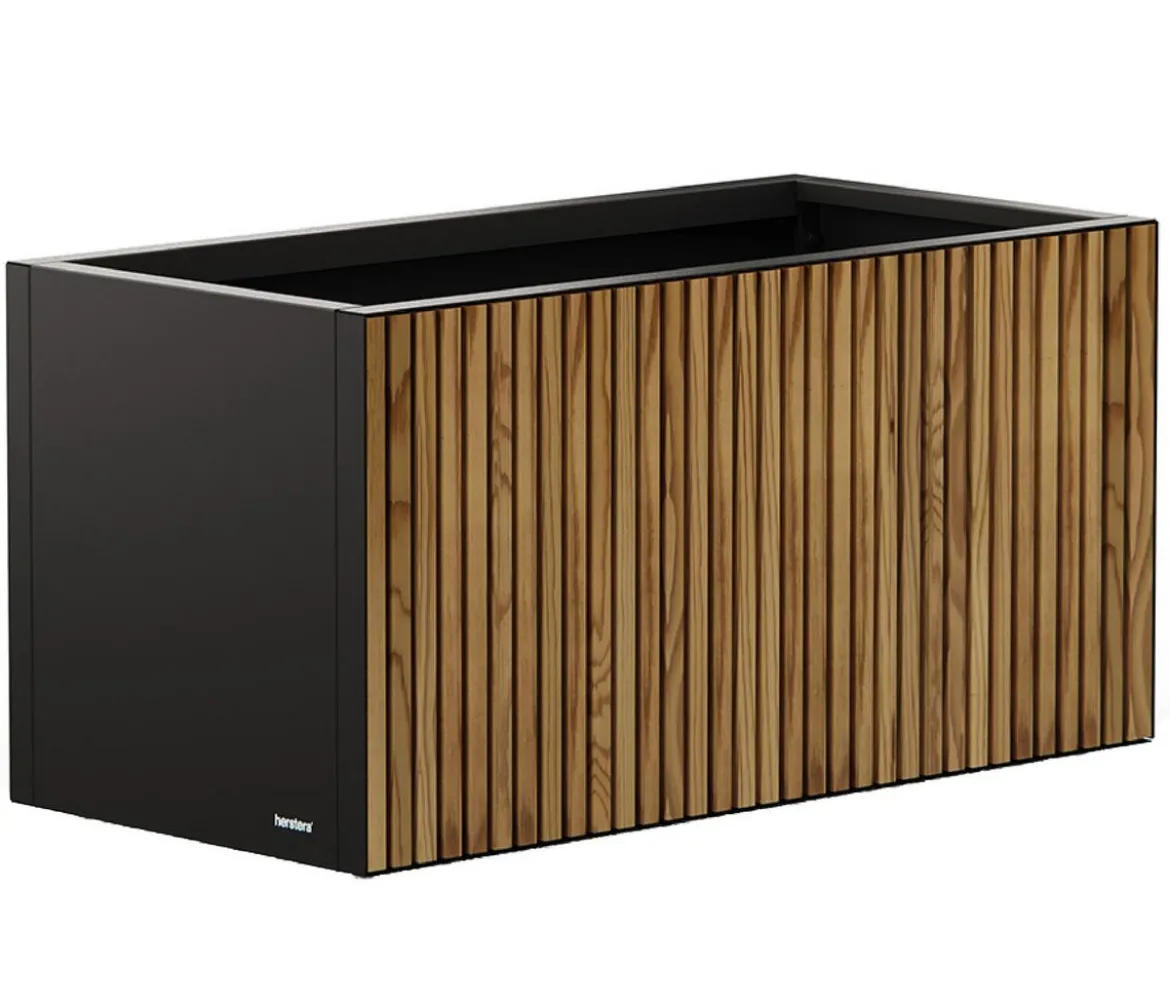 Herstera Metall-Pflanzkasten Deco Planter LED, rechteckig, schwarz/natur