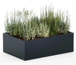 Herstera Metall-Pflanzkasten Cube Edge LED, rechteckig, anthrazit, ca. B150 cm