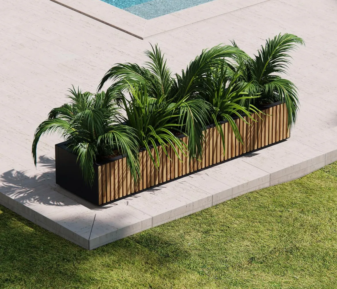 Herstera Metall-Pflanzkasten Deco Planter Xic, rechteckig, schwarz/natur