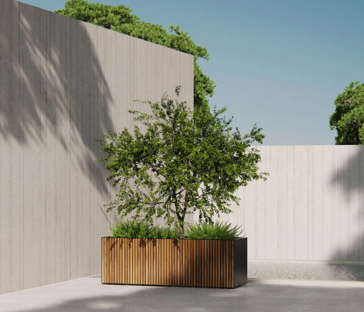 Herstera Metall-Pflanzkasten Deco Planter, rechteckig, schwarz/natur
