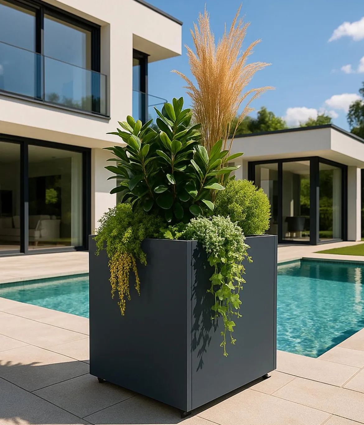 Herstera Metall-Pflanztopf Cube, quadratisch, anthrazit