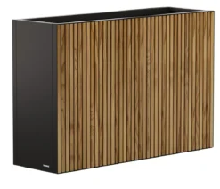 Herstera Metall-Raumtrenner Deco Planter LED, rechteckig, schwarz/natur