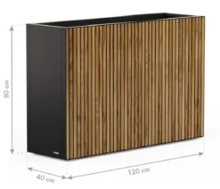 Herstera Metall-Raumtrenner Deco Planter LED, rechteckig, schwarz/natur