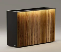 Herstera Metall-Raumtrenner Deco Planter LED, rechteckig, schwarz/natur