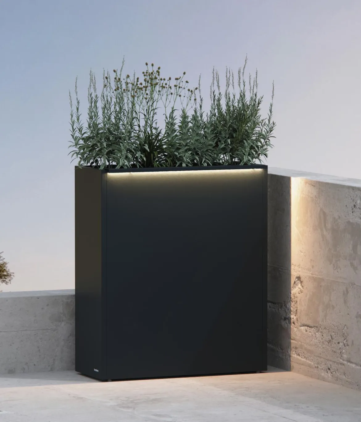 Herstera Metall-Raumtrenner Cube LED, rechteckig, anthrazit