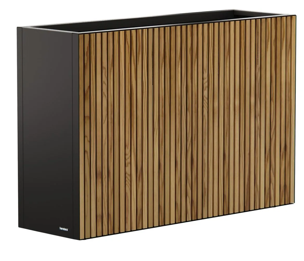 Herstera Metall-Raumtrenner Deco Planter, rechteckig, schwarz/natur