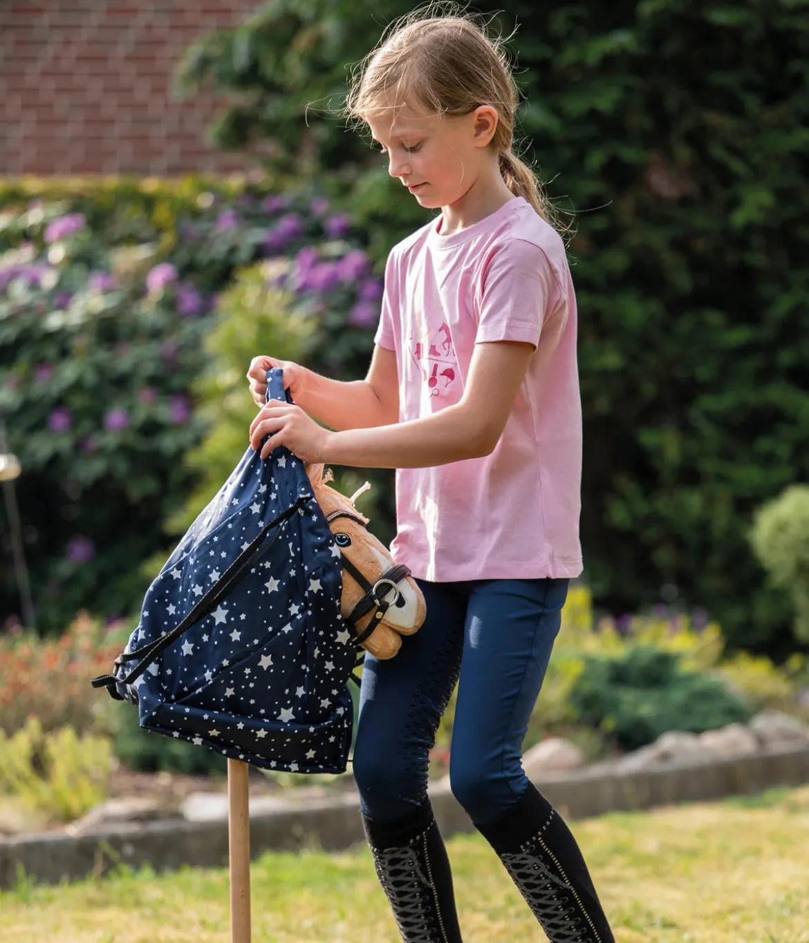 HKM KIDS Hobby Horsing Transportbeutel, navy mit Sternchen