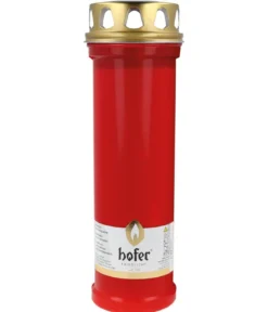 Hofer Grabkerze Riesenbrenner mit Deckel, rot