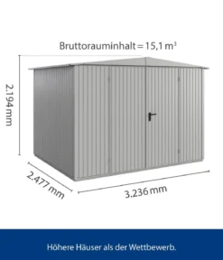 Hörmann Berry-Gerätehaus Classic-S Typ 3, ca. B323,6/H219,4/T247,7 cm