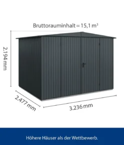 Hörmann Berry-Gerätehaus Classic-S Typ 3, ca. B323,6/H219,4/T247,7 cm