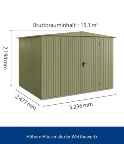 Hörmann Berry-Gerätehaus Classic-S Typ 3, ca. B323,6/H219,4/T247,7 cm
