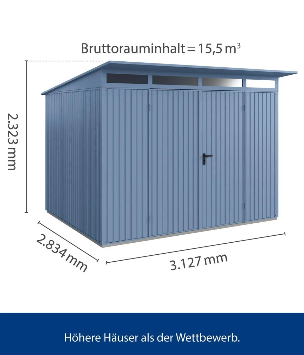 Hörmann Berry-Gerätehaus Classic-P Typ 3, ca. B312,7/H232,3/T283,4 cm