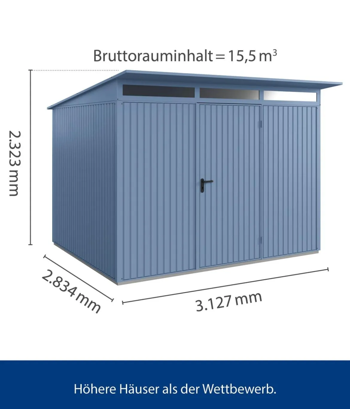 Hörmann Berry-Gerätehaus Classic-P Typ 3, ca. B312,7/H232,3/T283,4 cm
