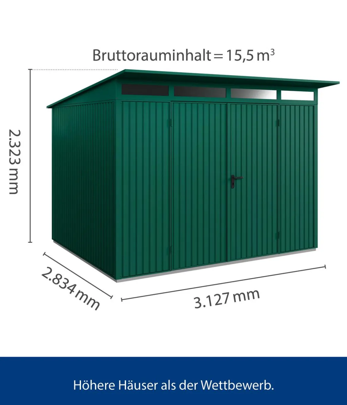Hörmann Berry-Gerätehaus Classic-P Typ 3, ca. B312,7/H232,3/T283,4 cm