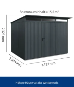 Hörmann Berry-Gerätehaus Classic-P Typ 3, ca. B312,7/H232,3/T283,4 cm