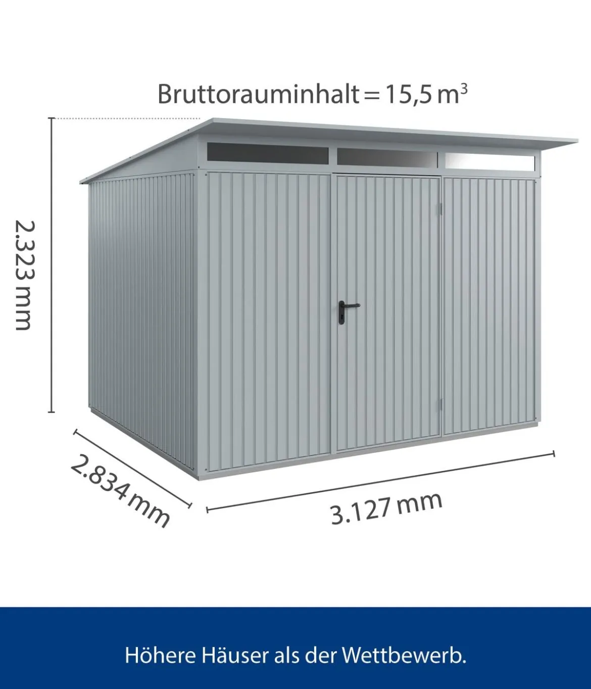 Hörmann Berry-Gerätehaus Classic-P Typ 3, ca. B312,7/H232,3/T283,4 cm