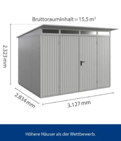 Hörmann Berry-Gerätehaus Classic-P Typ 3, ca. B312,7/H232,3/T283,4 cm