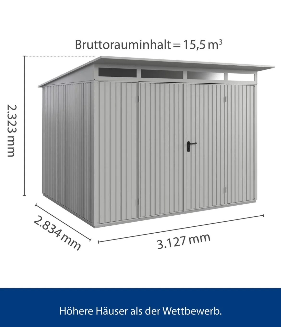 Hörmann Berry-Gerätehaus Classic-P Typ 3, ca. B312,7/H232,3/T283,4 cm