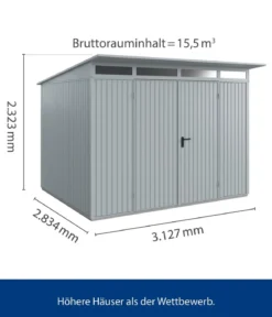 Hörmann Berry-Gerätehaus Classic-P Typ 3, ca. B312,7/H232,3/T283,4 cm